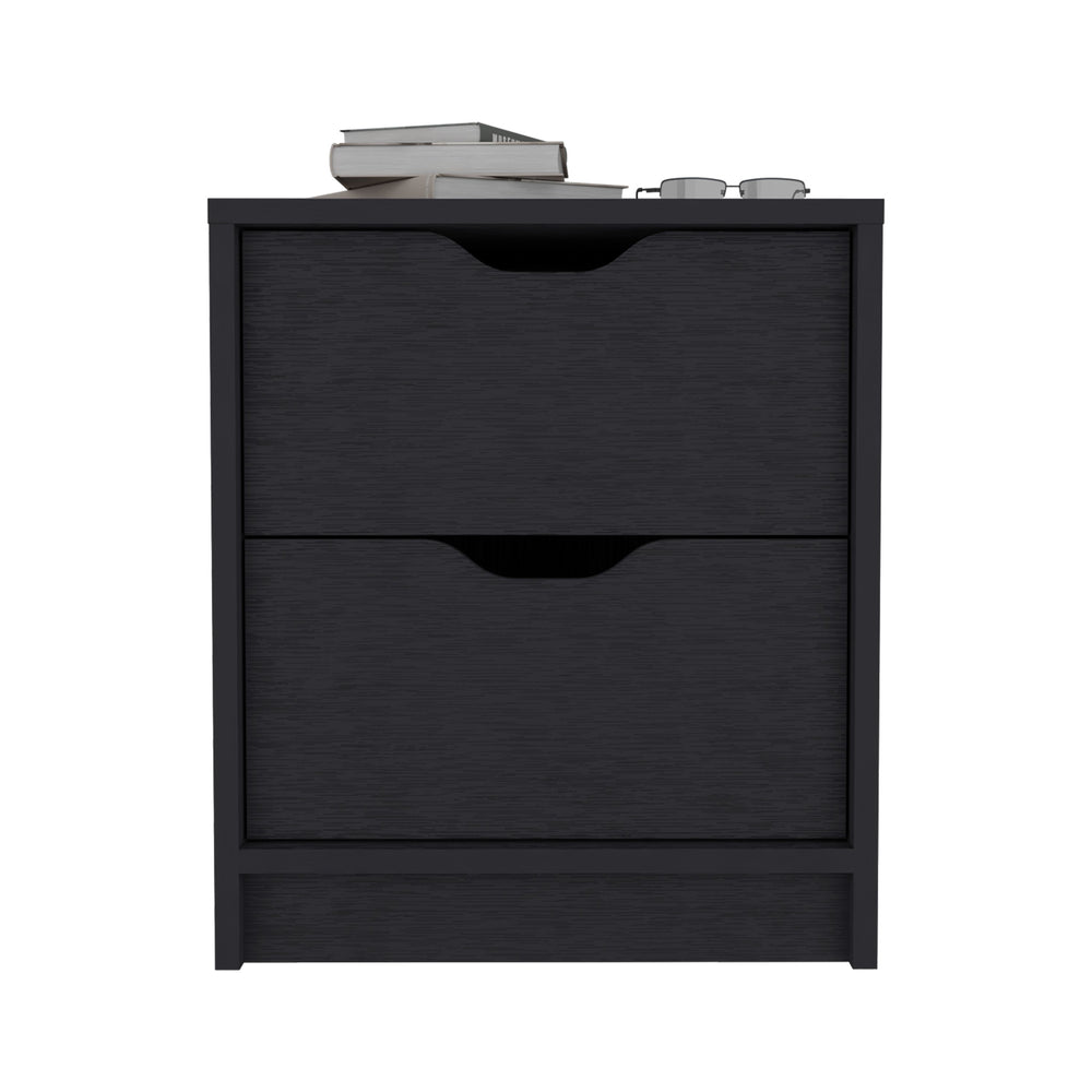 English Elm Double Double Drawer Nightstand with Spacious Top & Smooth Pull-Out Drawers for Easy Bedside Storage Black 21.65 L x 20.47 W x 5.12 H B097133025