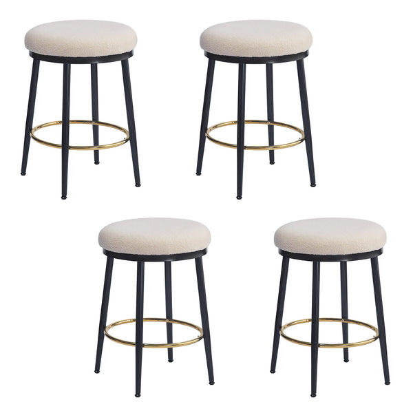English Elm Christopher Knight Home® - 24.75'' Modern Backless Counter Stools Set Of 4 – Plush Velvet Seats, Sturdy Iron Frame, Gold Footrest N780P189729W-2