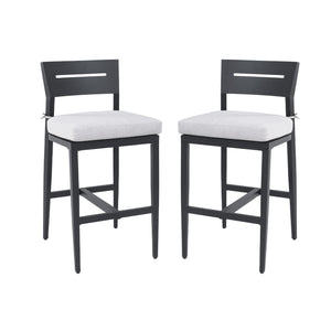 English Elm Modern 2Pc Bar Stools Set - Stylish Aluminum Patio Chairs With Ergonomic Design & Sunbrella Cushions W1886P300268