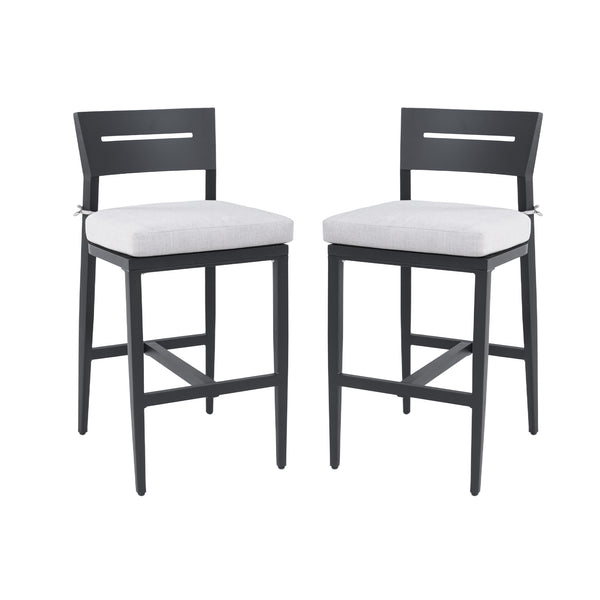 English Elm Modern 2Pc Bar Stools Set - Stylish Aluminum Patio Chairs With Ergonomic Design & Sunbrella Cushions W1886P300268