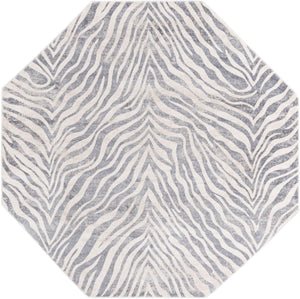 Unique Loom Finsbury Meghan Machine Made Animal Print Rug Gray and Ivory,  7' 10" x 7' 10"