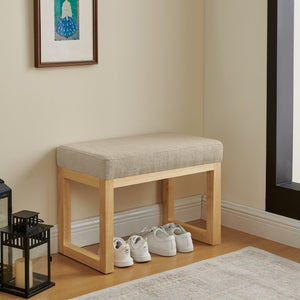 English Elm Shoe-changing Bench Solid Wood Frame Loop Yarn Cushion Compact Entryway Seat Brown W487P384370
