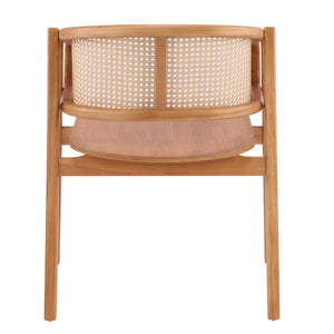 English Elm Rattan Mesh Back Rubberwood Arm Dining Chairs Bohemian Coastal Natural Set of 2 N772P415449N