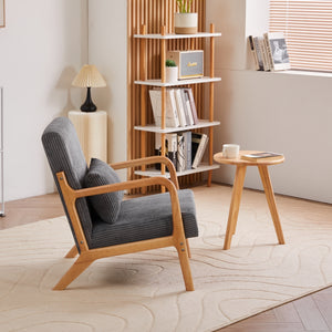 English Elm Mid-Century Accent Chair & Coffee Table Set - Vintage Luxury Design For Cozy Living Spaces & Relaxation W2989P362780