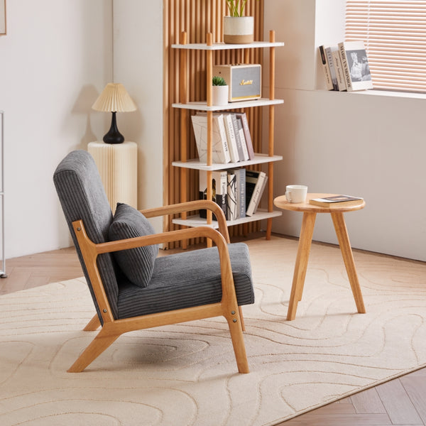 English Elm Mid-Century Accent Chair & Coffee Table Set - Vintage Luxury Design For Cozy Living Spaces & Relaxation W2989P362780
