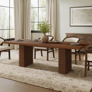 English Elm Christopher Knight Home® - 95Inches Walnut Dining Table - Modern Industrial Design For 6-10 Guests, Durable Wood Construction N771P346933T_N771P346934T