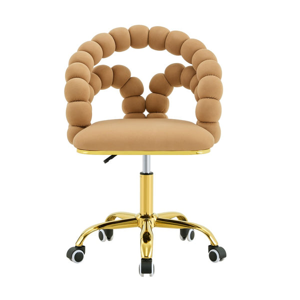 English Elm Velvet Bubble Back Swivel Vanity Chair with Gold Base for Bedroom Makeup Room W3875P446135