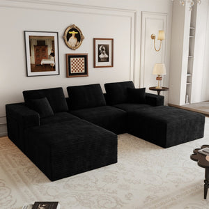 English Elm 106.30*70.87"modular Five Piece Corduroy Sectional Sofa No Assembly Plush Living Room W3819S00137