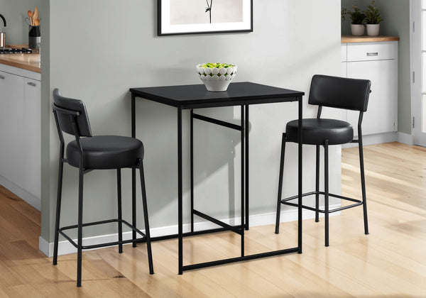 English Elm Barstool, Contemporary Set Of 2 Counter Height Chairs With Black Leather Look & Metal Legs, Stylish Comfort B2710P287019