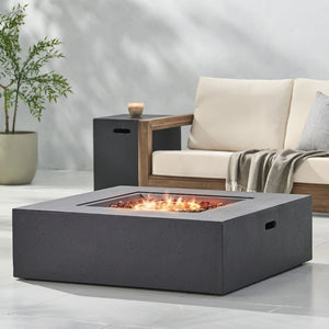English Elm 50000 Btu Square Mgo Concrete Propane Fire Table for Outdoor Patio Entertaining 59241.00-50K_59243.00