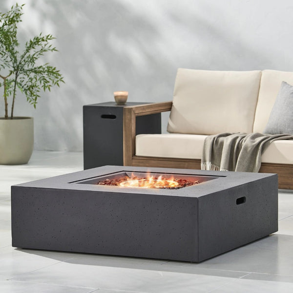 English Elm 50000 Btu Square Mgo Concrete Propane Fire Table for Outdoor Patio Entertaining 59241.00-50K_59243.00