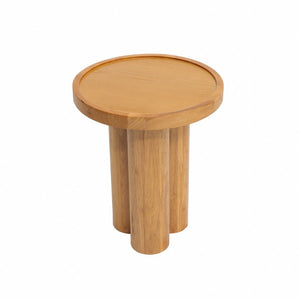 English Elm Round Oak Veneer Pedestal End Table Natural Grain Accent for Living Room or Bedroom N768P399823N