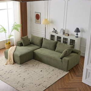 English Elm 108*68 Inch Extra Large Modular Cloud Sofa For 4 – Luxurious Green Corduroy, No Assembly Needed! W1829S00050