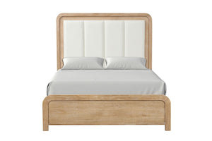 English Elm King Bedroom Set Channel Tufted Headboard Mango Wood Natural Finish with Nightstands B2741S00944