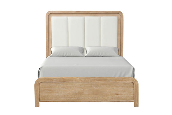 English Elm King Bedroom Set Channel Tufted Headboard Mango Wood Natural Finish with Nightstands B2741S00944