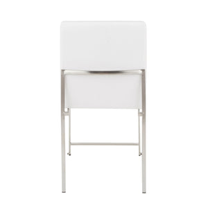 English Elm High Back Fuji Dining Chairs - Luxurious White Velvet & Stainless Steel - Set Of 2 For Elegant Spaces B202P223564