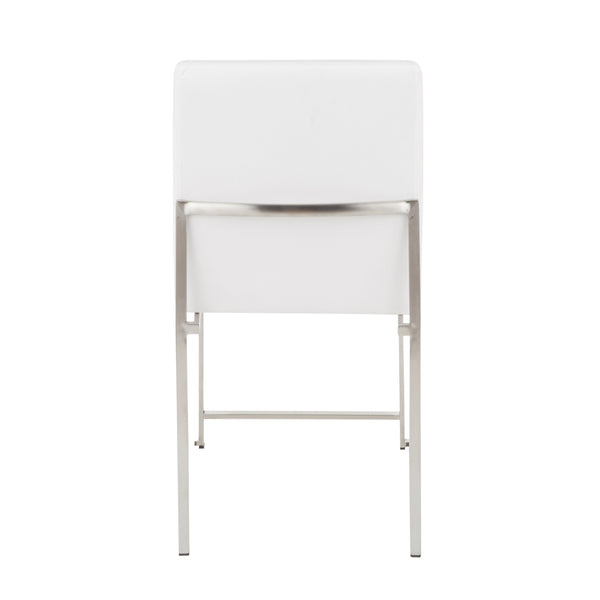 English Elm High Back Fuji Dining Chairs - Luxurious White Velvet & Stainless Steel - Set Of 2 For Elegant Spaces B202P223564