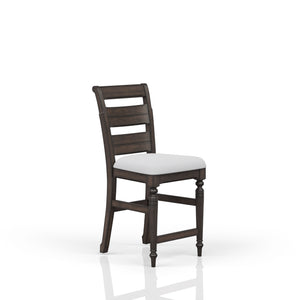 English Elm Counter Stool Mahogany Ladderback – Solid Wood Counter Height with Polyester Upholstered Seat, 19.5"W B2699P286902