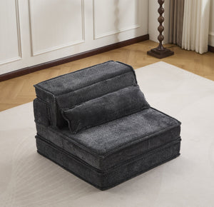 English Elm Compression Mahjong Sofa Bed - Stylish Modular Floor Seating, Soft Fleece, No Assembly, Dark Grey W3723P377151