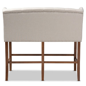 Baxton Studio Baxton Studio Alira Contemporary Upholstered Bar Stool Bench with Walnut Wood Frame & Tufted Design Beige BBT5349-Beige/Walnut-Bench