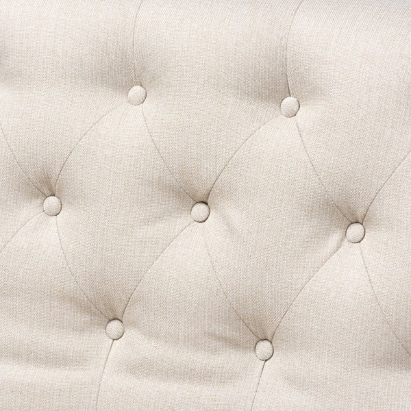 Baxton Studio Baxton Studio Alira Contemporary Upholstered Bar Stool Bench with Walnut Wood Frame & Tufted Design Beige BBT5349-Beige/Walnut-Bench