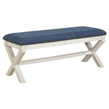 OSP Home Furnishings Monte Carlo Bench Navy, White Wash base