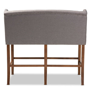 Baxton Studio Baxton Studio Alira Contemporary Upholstered Bar Stool Bench with Walnut Wood Frame & Tufted Design Grey BBT5349-Grey/Walnut-Bench