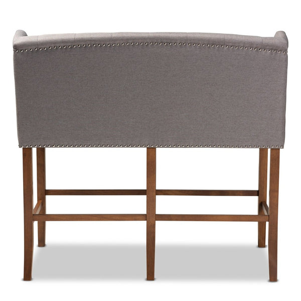 Baxton Studio Baxton Studio Alira Contemporary Upholstered Bar Stool Bench with Walnut Wood Frame & Tufted Design Grey BBT5349-Grey/Walnut-Bench