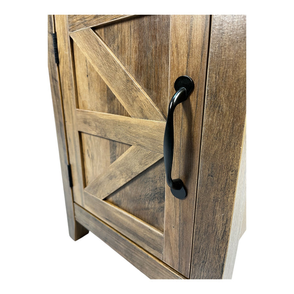 English Elm Farmhouse Nightstand with Charging Station and Barn Door Drawer — USB-C, AC Outlets, Compact Storage Antique brown W1412P230409
