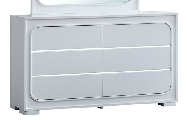 English Elm Milan Modern White Dresser with Integrated Led Lighting and Full Extension Drawers White B078P497945