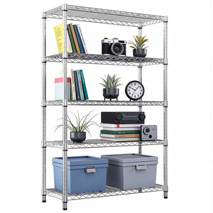 English Elm 1750 Lbs Carbon Steel Five Tier Wire Shelving Unit Heavy Duty Garage Storage Rack Chrome W5386P480701