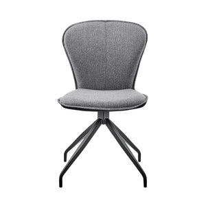 English Elm Cyrine Modern Dining Accent Chairs Set of 2 in Gray Fabric & Durable Faux Leather with Metal Base B2736P354296