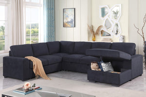 English Elm Claire Sleeper Sectional with Storage Chaise Woven Fabric Contemporary Living Room Sofa B2749S00245