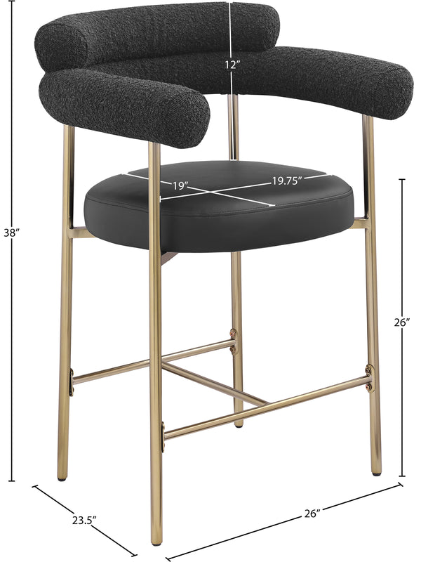 Blake Black Boucle Fabric Counter Stool 994Black-C Meridian Furniture
