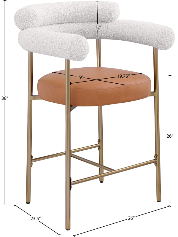 Blake Cognac Boucle Fabric Counter Stool 994Cognac-C Meridian Furniture