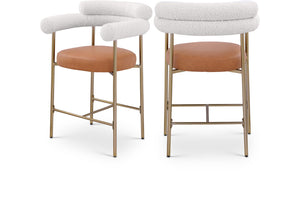 Blake Cognac Boucle Fabric Counter Stool 994Cognac-C Meridian Furniture