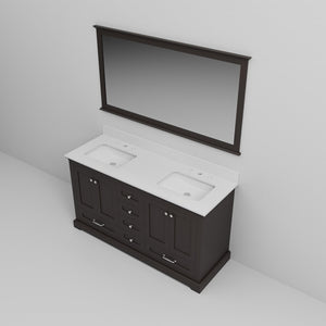 English Elm Espresso Double Bath Vanity With White Quartz Top, 58” Mirror & Abundant Storage For Modern Bathrooms B2731S00661