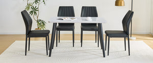 English Elm Table and Chair Set Modern Marble Glass Top Dining with 4 Ergonomic Pu Seats W1151S04630