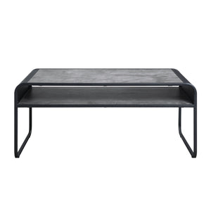English Elm Modern Minimalist Coffee Table With Faux Concrete Top & Metal Frame - Stylish Storage Solution For Living Rooms B2741P337037