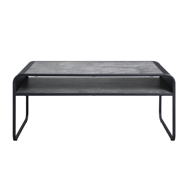 English Elm Modern Minimalist Coffee Table With Faux Concrete Top & Metal Frame - Stylish Storage Solution For Living Rooms B2741P337037