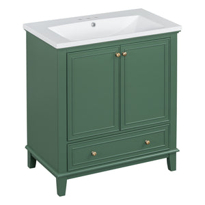 English Elm 30" Stylish Dark Green Bathroom Vanity With Sink Combo, Durable Mdf, Modern Design & Storage Solution SY999606AAF-6