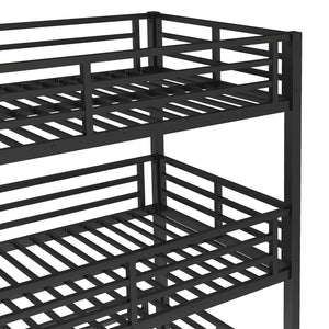 English Elm Twin Xl Metal Triple Bunk Bed With Slide, Heavy-Duty Design, Safety Guardrails, Space-Saving Solution W1580S00170-GIGA