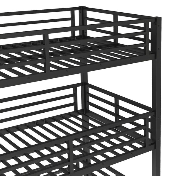 English Elm Twin Xl Metal Triple Bunk Bed With Slide, Heavy-Duty Design, Safety Guardrails, Space-Saving Solution W1580S00170-GIGA