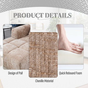 English Elm United Modern Chenille 98.42" L-Shaped Modular Sectional Sofa With Chaise, Tool-Free Setup & Pockets W1568S00149-GIGA