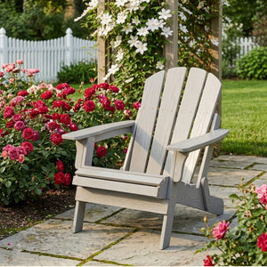 English Elm Oversize Folding Hemlock Adirondack Chair Embossed Grain for Patio Pool Firepit W2640P400912
