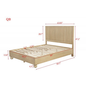 English Elm Modern Light Oak Five Piece Queen Bedroom Set with Fluted Fronts and Bun Feet B011S02293
