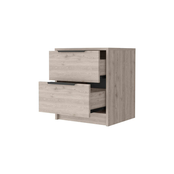 English Elm Washington Two Drawer Nightstand with Open Shelf Modern Two Tone Bedroom Storage B128P148838