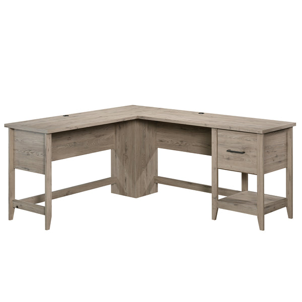 English Elm L-Shaped Desk In Warm Brown Finish - Spacious Workspace, Stylish Design, Perfect For Home Offices & More! B356P402638