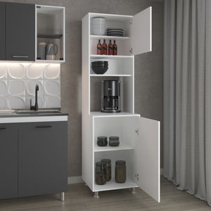 English Elm FM Buckeye Kitchen Pantry Cabinet with Open Shelves and Closed Storage, Space-Saving Modern Design White 48.43 L x 27.56 W x 4.73 H B128P301402