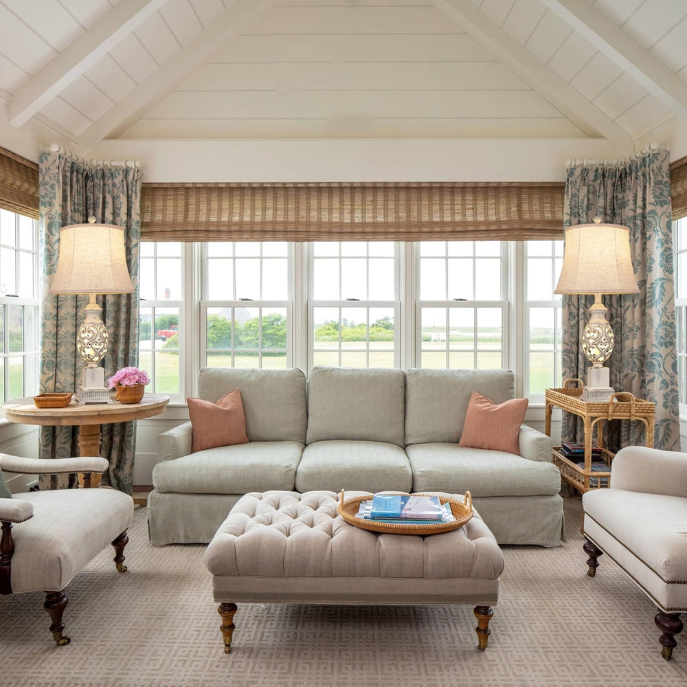 English Elm Table Rustic Farmhouse Bedside Lamps Set of 2 with Nightlight, 4-Way Rotary Switch, Linen Shade LED White W3355P391491